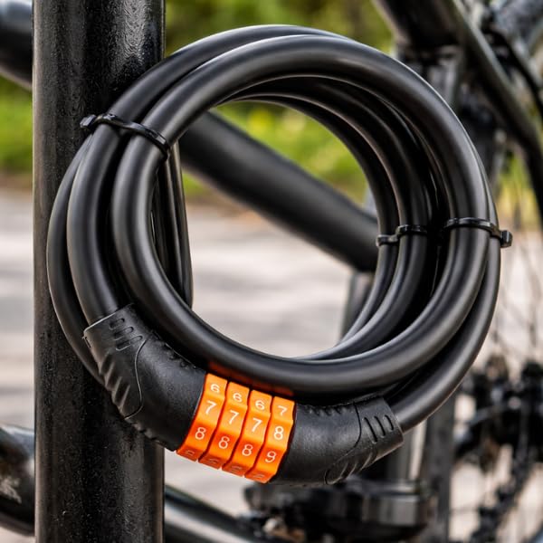 Garden Mile 4 Digit Combination Cable Lock – 100cm Weatherproof Resettable Security Code Locking – Keyless Bike, Bicycle, Shed & Gate Lock for Indoor & Outdoor Use