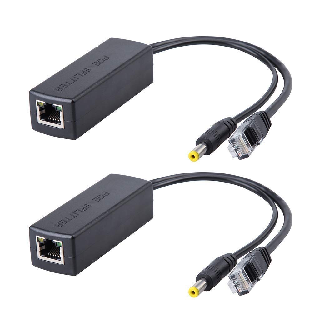 [2 Pack] Active POE Splitter Adapter, 48V to 12V, IEEE 802.3af Compliant 10/100Mbps up to 100 Meters for Surveillance Camera, Wireless Access Point and VoIP Phone