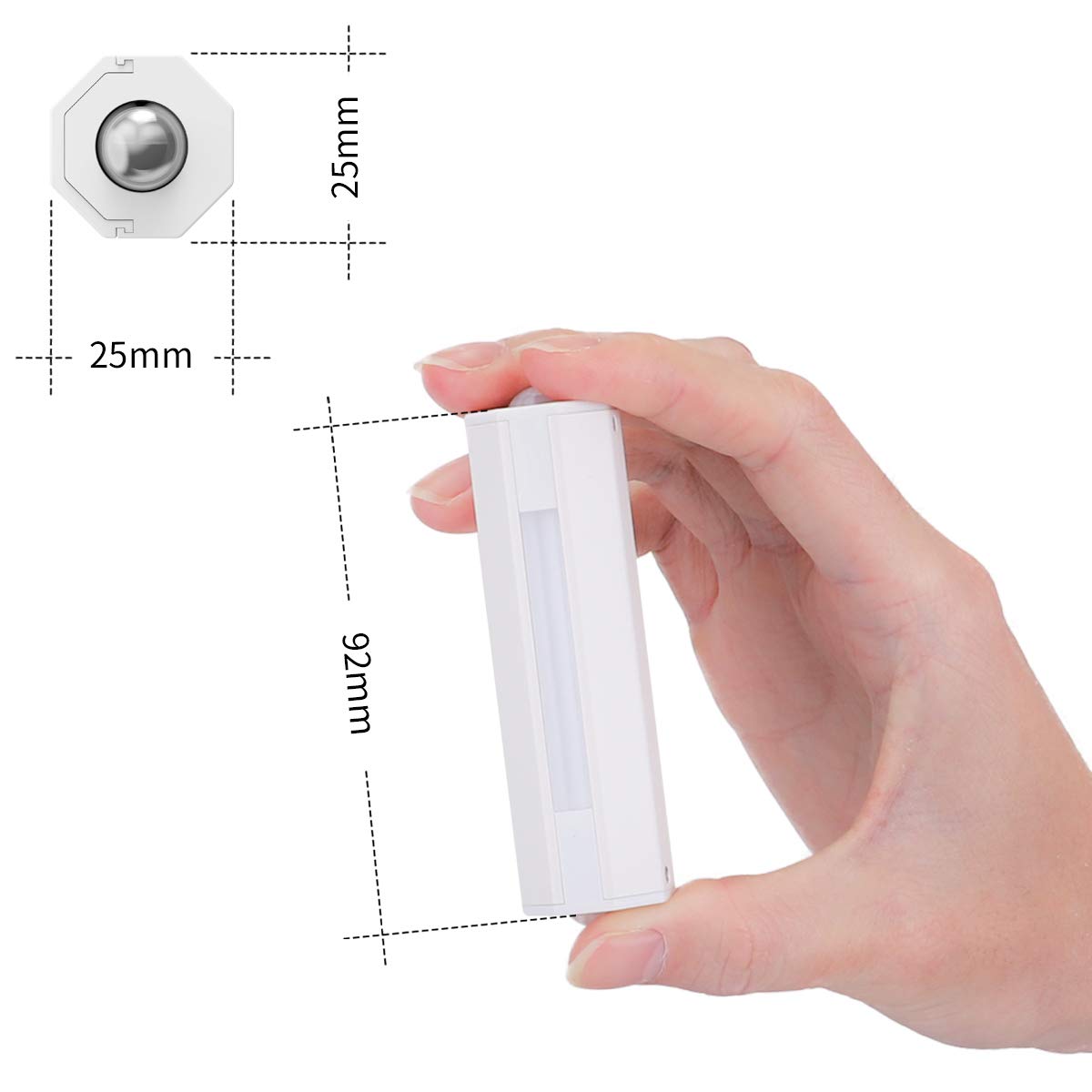 Morpilot 2pcs LED Stair Night Light/Cupboard Light with Motion Sensor, AA Battery Operated/Dual PIR Sensor/Low Battery Warning/3 Fixed Method/Octagonal Rotatable Design, Warm White Indoors Night Light