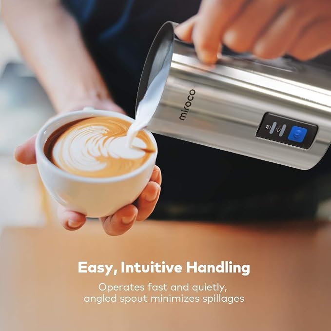 Miroco espumador de leche eléctrico de acero inoxidable, calentador  automático de leche caliente y fría para latte, máquina de espuma para  café, chocolates calientes, capuchino, calentador con control Strix, 120 V  | Mercandu