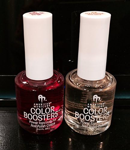 American Manicure Color Booster 1 & 2 TOP Coat Nail Polish Enhancers Sets of 2