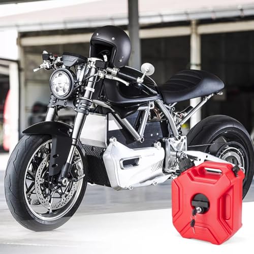 Bidón de Gasolina 5 Litros, Bidón de Gasolina para Moto, 5L Tanque de 1.3 Galones Contenedor de Gas Portátil, Con Cerradura y Llave