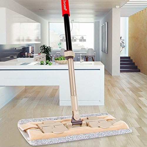 Elvoes Microfiber Flat Mop Professional 360 Degree Wet and Dry Mop with Adjustable Handle , Multifunctional Mop with Scraper for Bathroom, Kitchen, Tile and Hardwood Floor Cleaning