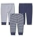 Moon and Back Baby Set of 3 Organic Pants, Navy Sea, 3-6 Months