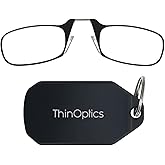 ThinOptics Keychain Case and Readers Rectangular Reading Glasses, Black,Lens Width: 44.45 Millimeters