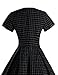 GownTown 1950s Vintage Dresses V-neck Short-sleeves Dresses Swing Stretchy Dresses, Black, Large