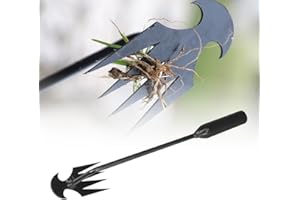 CECURPO Manual Weed Remover Tool for Lawn and Garden, 2024 Upgraded Weeding Artifact Uprooting Weeding Tool with Handle, Weed Puller Tool Garden Weed Pulling Tool 4 Teeth Manganese Steel (10.6in, 1PCS)