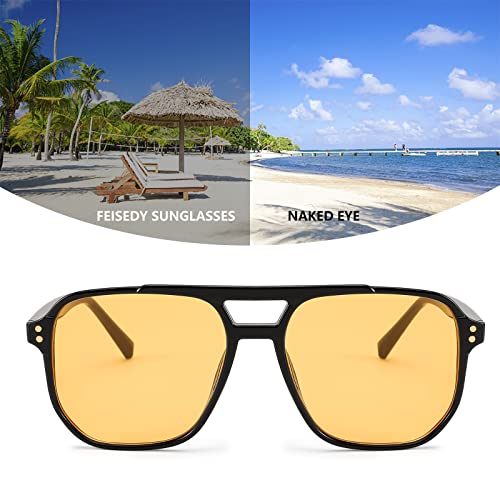 FEISEDY Retro aviador cuadrado gafas de sol para mujeres hombres 70s vintage de moda marco de plástico lentes de sol B2835