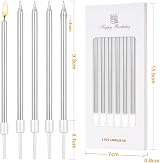 URAQT Birthday Candles 24 Pcs Metallic Holders 5.1in Cake Candles view 2