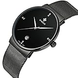 Men Casual Date Quartz Wrist Watches Gent Waterproof Sports Watch Elite Ultra Thin Clock WR-8018 (black)