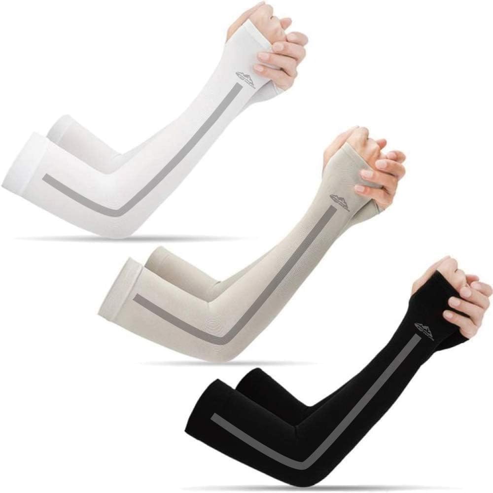 UV Sun Protection Arm Sleeves - Cooling Compression Sleeves for Men & Women - Arm slimming Cover/Shield/Warmers for Basketball, Running, Cycling, Golf & Other Outdoor Sports (3 pairs): Clothing