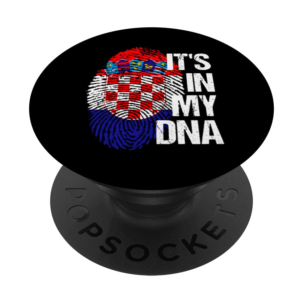 Croatia Hrvatska Flag Home Roots Fingerprint DNA PopSockets Swappable PopGrip