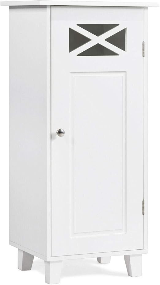 Tangkula Bathroom Floor Cabinet Wooden Storage Cabinet With Single Door And Adjustable Shelf 12 X 15 X 32 Inches White Amazon Ca Home Kitchen