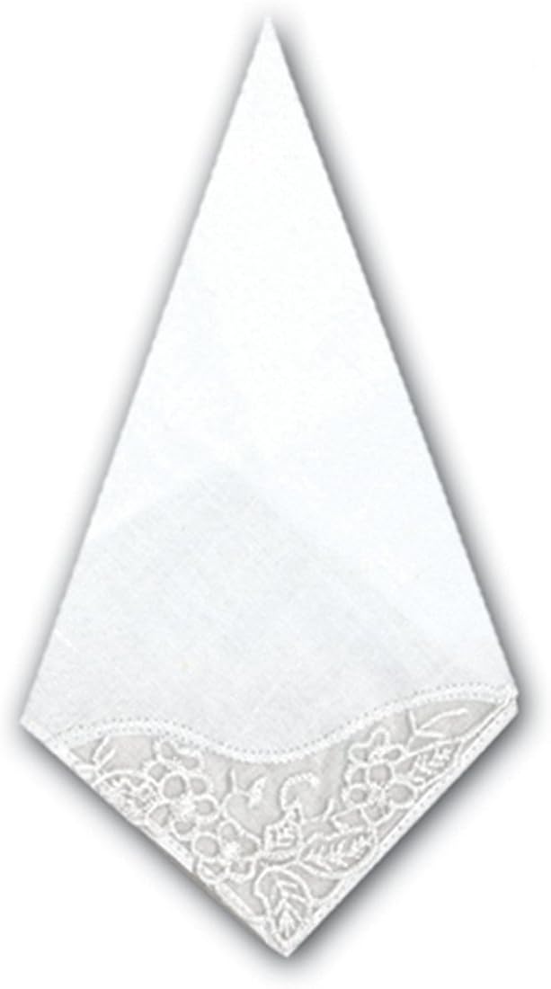 3 Pack Womens/Ladies Plain White Handkerchiefs With Lace Corner Design, 100 Cotton Amazon.co