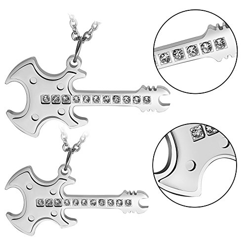 Aienid Couple Necklace for Him and Her Stainless Steel Electric Guitar Wholehearted Love Pendant