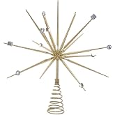 Kurt S. Adler 14.8-Inch Gold Starburst Throng Treetop | Radiating Gold Metal Strands, Sparkling Gem Accents, Secure Coil Base, Shimmering Open Design