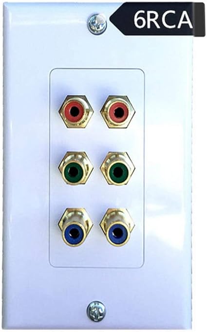 Amazon Rca Av ウォールプレート 装飾壁プレート 壁コンセント 6 Rcaポート70 115mm Rcaオーディオビデオコンセント Hdmi オーディオ 面カバー ホームシアター適用 Rosebe Avウォールプレート