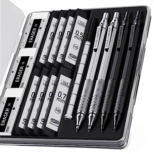 Four Candies 4PCS Metal Mechanical Pencils Set with