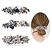 Cubaco 3 Pack Crystal Rhinestones Barrettes French Hair Clip French Clip Flower Design Hair Clips Barrette Bridal Wedding Formal Event Hair Accessory