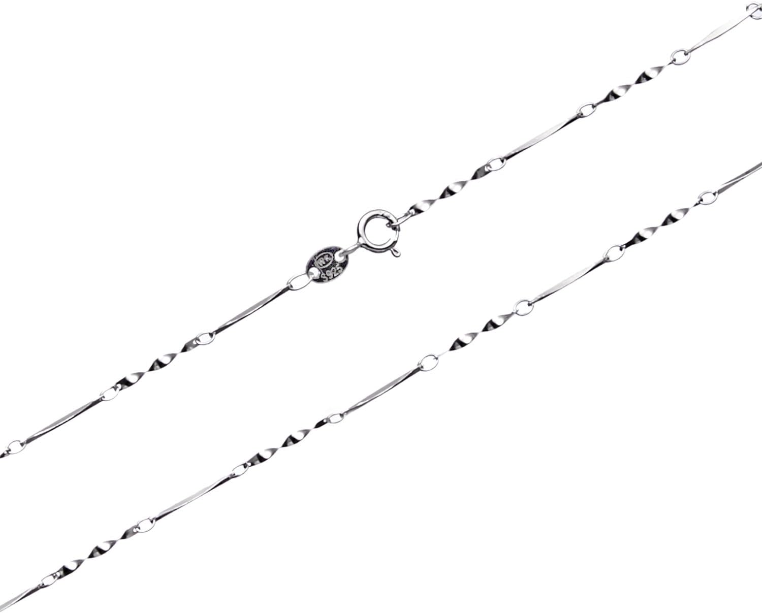 Sterling Silver 0.7mm/1mm Solid 925 Twister Link Dainty Chain Necklace for Lightweight Pendant 16’’-30’’