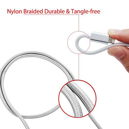 Vanten(TM) 3ft Reversible Apple iPhone 7 / iPhone 7plus Lightning Cable and Micro USB Cable Nylon Braided 2 in 1 Joined USB Cord for iOS and Android with One Plug (1 Pack)
