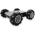 4WD Omni-Directinal Smart Robot Car Chassis with 96mm Mecanum Wheel & DC Motors, RC Aluminum Alloy Frame DIY Steam Platform for Raspberry Pie ROS Python Arduino Uno R3 Ai Coding Program Learning