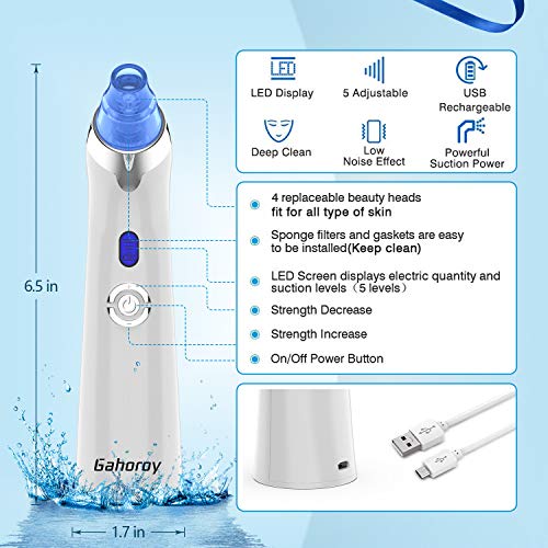 Blackhead Remover, Gahoroy Blackhead Vacuum Suction Remover, Electronic Pore Vacuum Cleaner, Acne Extractor Tool Set with LED Display for Facial Skin Treatment