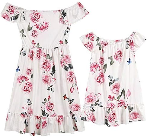 runi mo Mommy and Me Family Matching Dress Mother Daughter Floral Holiday Midi Dress