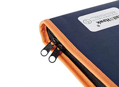 Snail&Hawk Fabric Accordion Expanding File Folder with Handle, 13 Pockets Accordian File Organizer, Zipper Closure,A4/Letter Size,Dark Blue