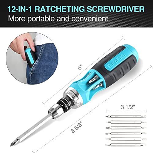 DURATECH Ratcheting Screwdriver, 12in1 Multibit Screw Drivers