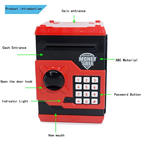 APUPPY Cartoon Password Piggy Bank Cash Coin Can,Electronic Money Bank,Birthday Gifts Toy Gifts for Kids (Black)