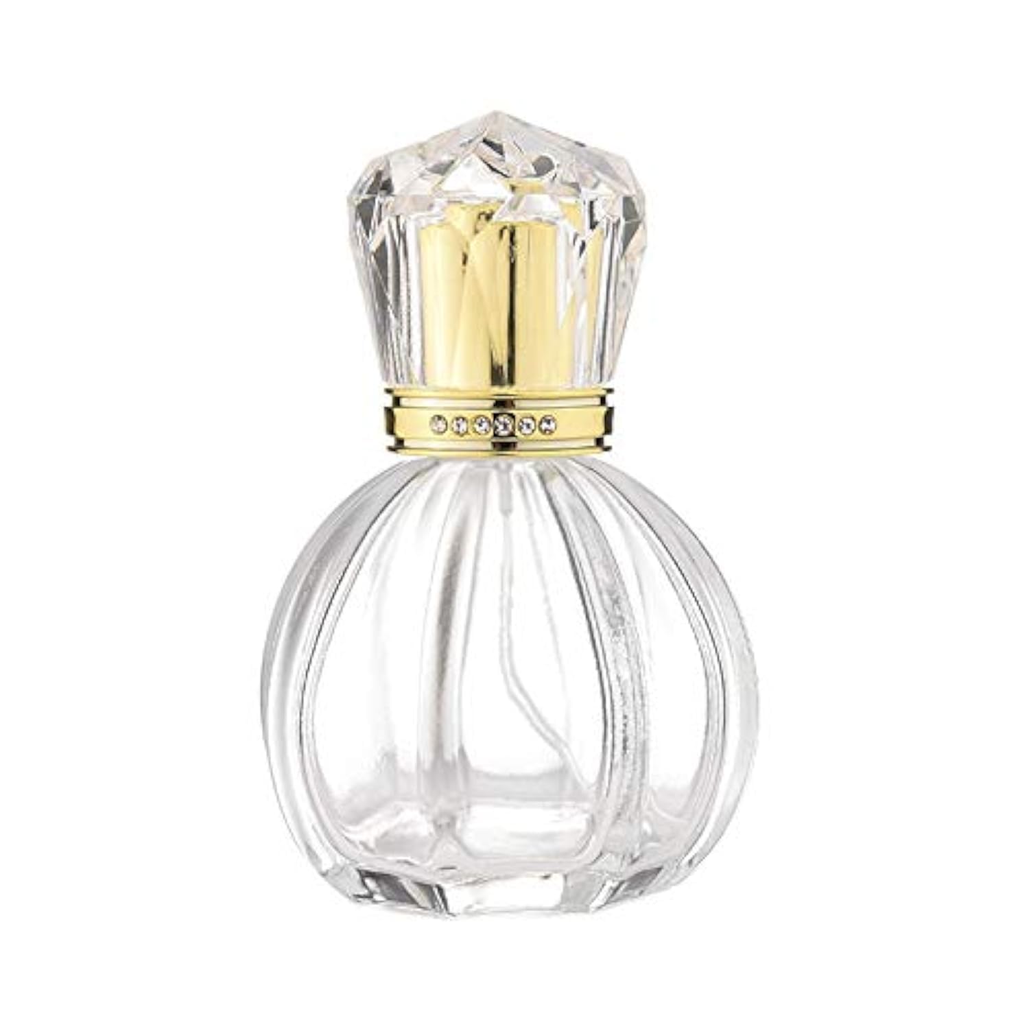 50ml Empty Glass Perfume Spray Atomiser Gold Crystal Cap Oval Bottle