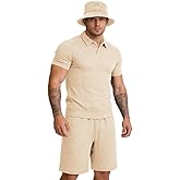 Fodyle Men's Sets Outfits 2 Piece Summer Short Sets Fashion Button Down Shirt Vacation suit