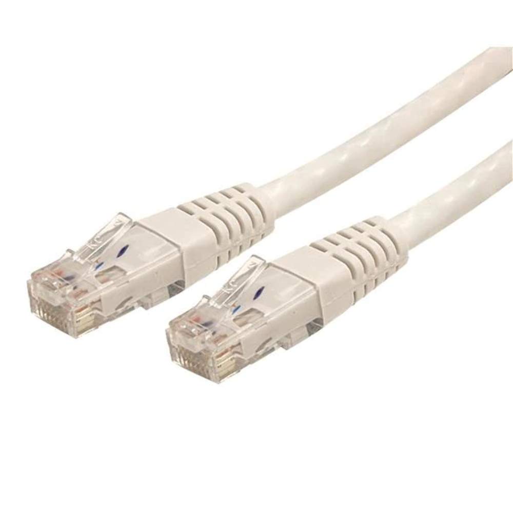 StarTech 7ft CAT6 Ethernet Cable - White CAT 6 Gigabit Ethernet Wire -250Mhz 100W PoE RJ45 UTP Molded Network Patch Cord with Strain Relief (C6PATCH7WH)