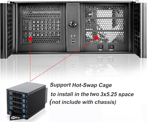4U Rackmount Server Chassis with 6 x 5.25 Front Bays + 1 x 3.5 + 4 x 2.5 Bays