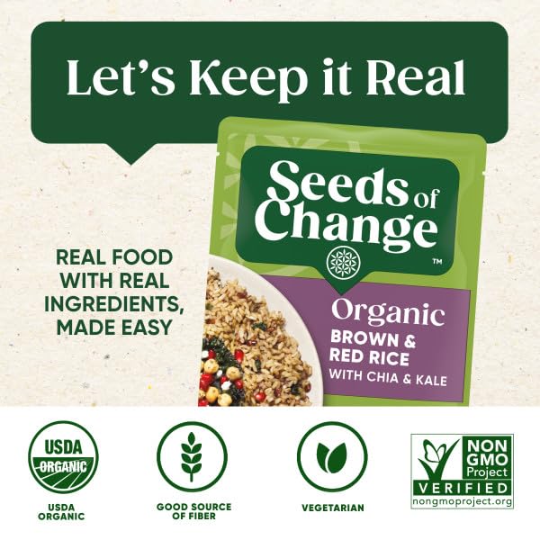 SEEDS OF CHANGE ORGANIC BROWN & RED RICE WITH CHIA AND KALE, MICROWAVEABLE READY TO HEAT, 8.5 OUNCES