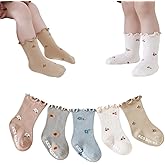 WATOCHE Baby Toddler Girls Ruffle Socks Newborn Infant Girl's Knee High Solid Cotton Long Socks
