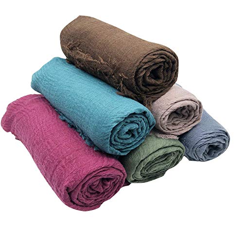 MANSHU 6PCS Women Soft Cotton Hemp Scarf Shawl Long Scarves, Scarf and Wrap, Big Head Scarves - Thumbnail 5