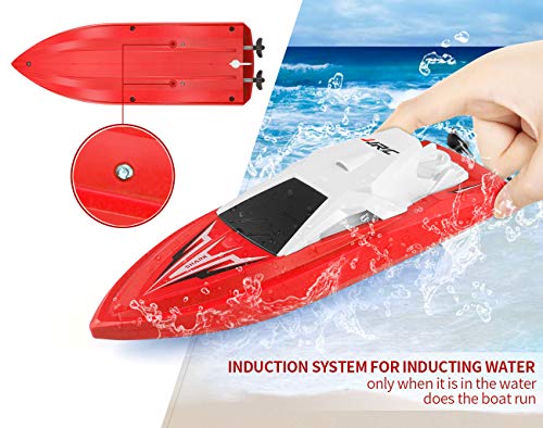 RC Boats for Pools and Lakes Remote Control Boats for Kids Adults 2.4Ghz Radio Controlled Boat Self Righting Rechargeable 10km/h High Speed Race Boat Toys Gifts for Boys Girls(Red)