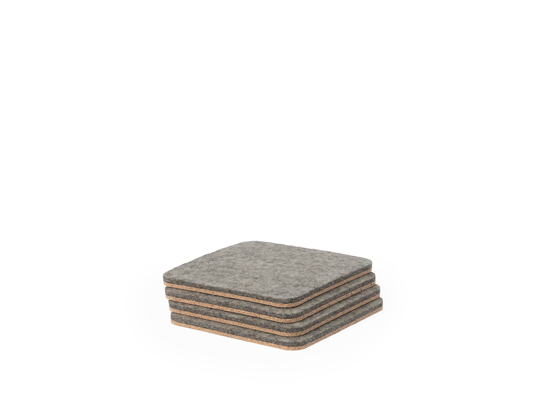 Oakywood Felt and Cork Cup Coasters for Desk Protection and High Temperature Insulation Absorbent Handmade 100% Natural Materials Merino Wool 95x95mm Grey 1 Set x 4Pcs