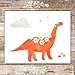 Dinosaur Wall Decor Art Prints (Set of 6) - Unframed - 8x10s | Educational Prehistoric Decor for Kids' Rooms | Wall Decor for Boys and Girls Bedrooms or Nurseries | Bathroom Pictures Wall Decor
