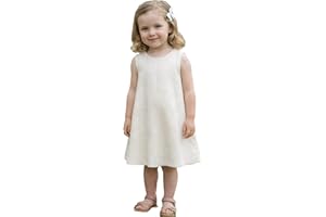 Toddler Girls Cotton Linen Dress Summer Sleeveless Boho Beach Tank Dresses Kids Cute Plain Comfort Breathable Sundress