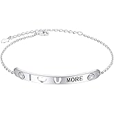 YinShan Real 925 Sterling Silver Bar Bracelets with Message I Love You for Women Girls Teens Iron Man Fans Gifts Family Love Cuff Bangle Bracelet Mantra Jewelry Adjustable