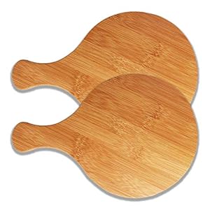 MNBV Bamboe Ronde Pizza Peel Cake Lifter Pizza Tray Snijplank 16 Inch 12 Inch Set van 2 met handvat voor kaas, brood…