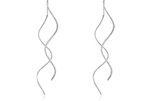 Silver Spiral Threader Earrings Silver Pull Through Dangle Drop Earrings for Women Handmade Minimalist Earrings