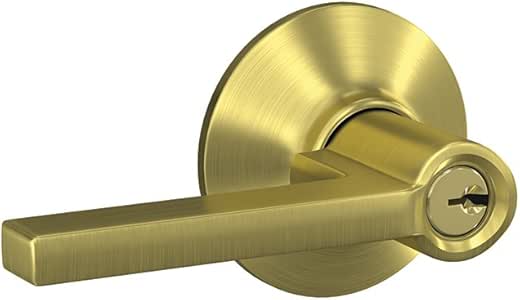 Schlage F51A Cerradura de entrada con llave, Estándar, latón satinado