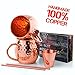 Moscow Mule Copper Mugs - Gift Set of 2 Pure Copper Cups With BONUS Shot Glass and Straws