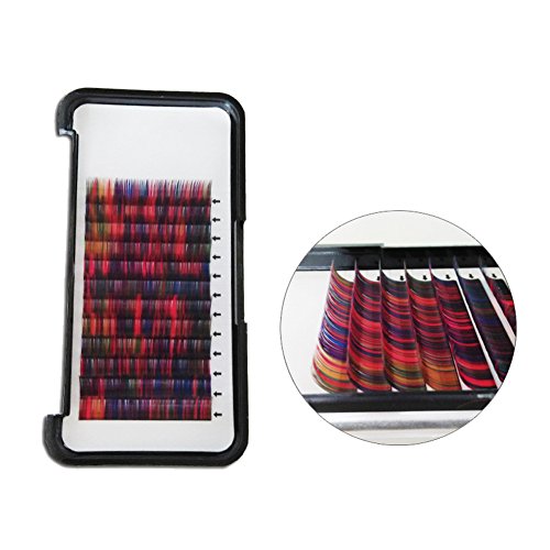 Scala Multicolor Color Eyelashes Mixed Eyelashes Individual Lashes Colorful False Eyelash 0.07 C Curl Natural Long Cluster Extension Makeup Beauty Health Makeup Fake Eyelashes (Colorful-12mm)