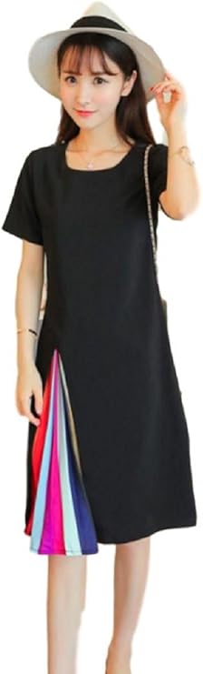 black dress with rainbow pleat