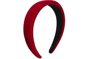 Lvyeer Red Velvet Padded Headbands for Women Soft Christmas Thick headbands Fashion Non slip Comfortable Head Bands for Women and girls hair bands for women's hair (Red, one size)